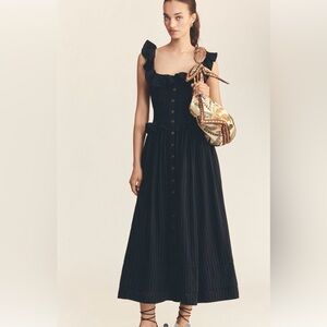 Anthropologie Pilcro Black Maxi Dress with Button Detail M Medium